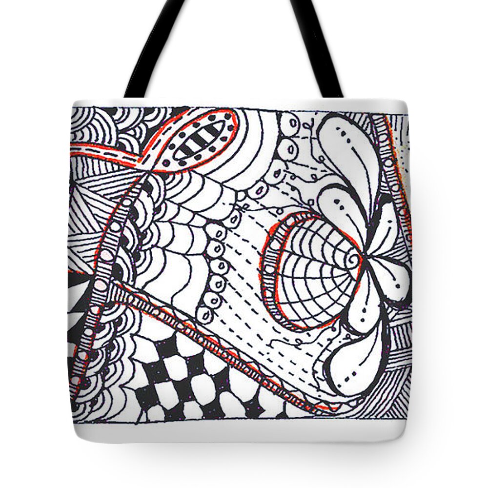 Zentangle Tote Bag featuring the mixed media Love by Ruth Dailey