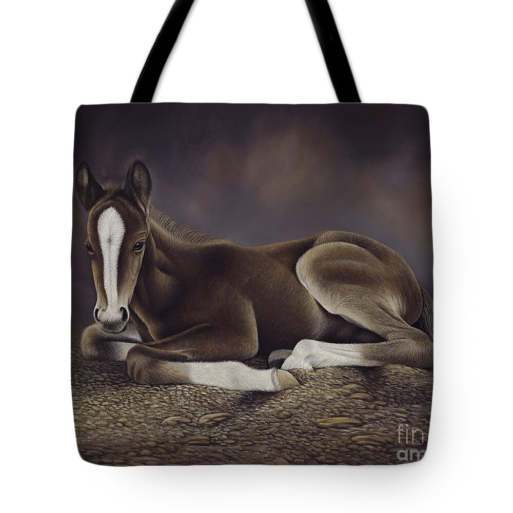 Horses Tote Bag featuring the painting Lucky by Ricardo Chavez-Mendez
