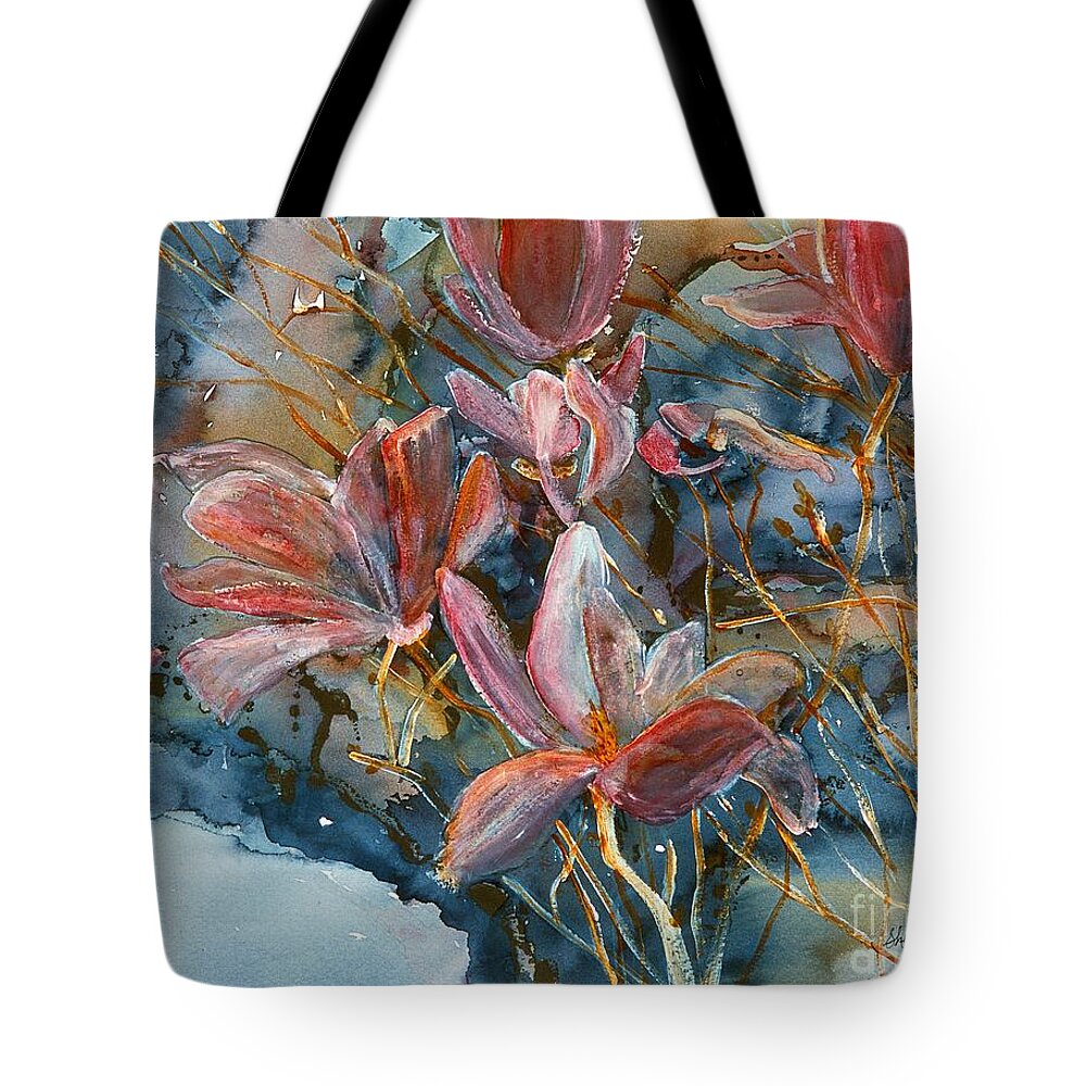 Original Oil Painting Tote Bag featuring the painting Magnolias #1 by Sherry Harradence