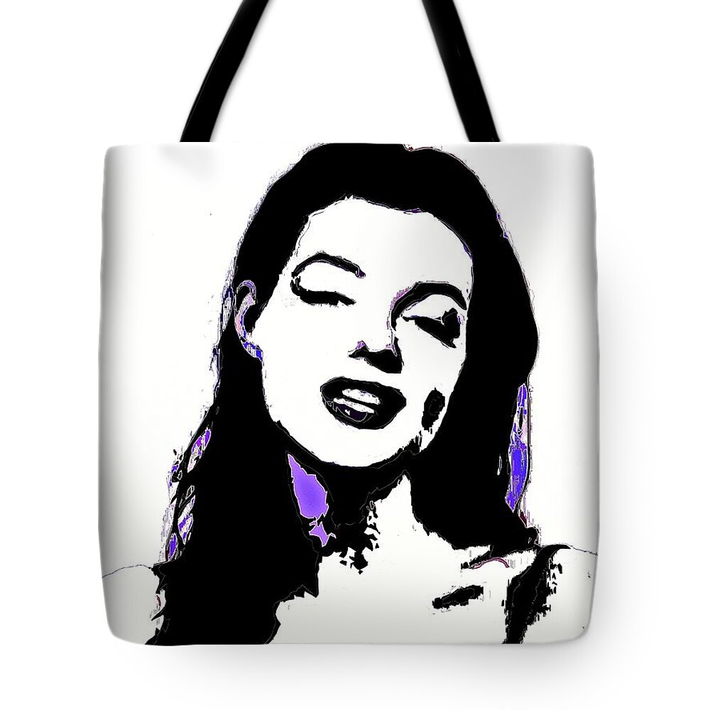 Marilyn Tote Bag featuring the painting Marilyn in Black and White #2 by Saundra Myles
