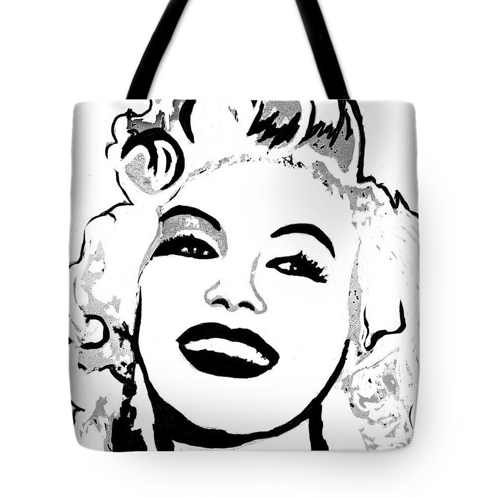 Marilyn Tote Bag featuring the painting Marilyn what a beautiful Girl #1 by Saundra Myles