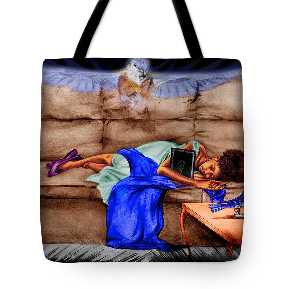 Singer Tote Bag featuring the drawing Mommie's Baby #2 by Terri Meredith