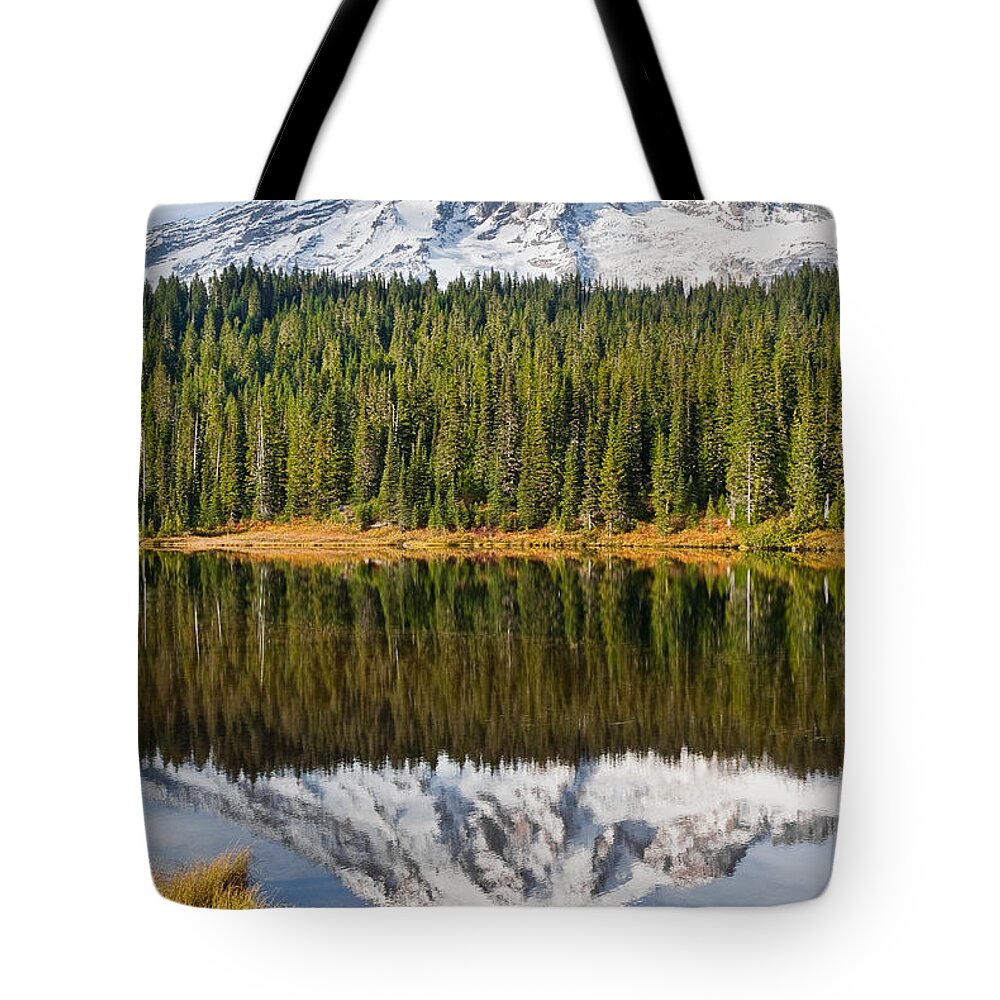 Autumn Tote Bag featuring the photograph Mount Rainier and Reflection Lakes in the Fall #2 by Jeff Goulden