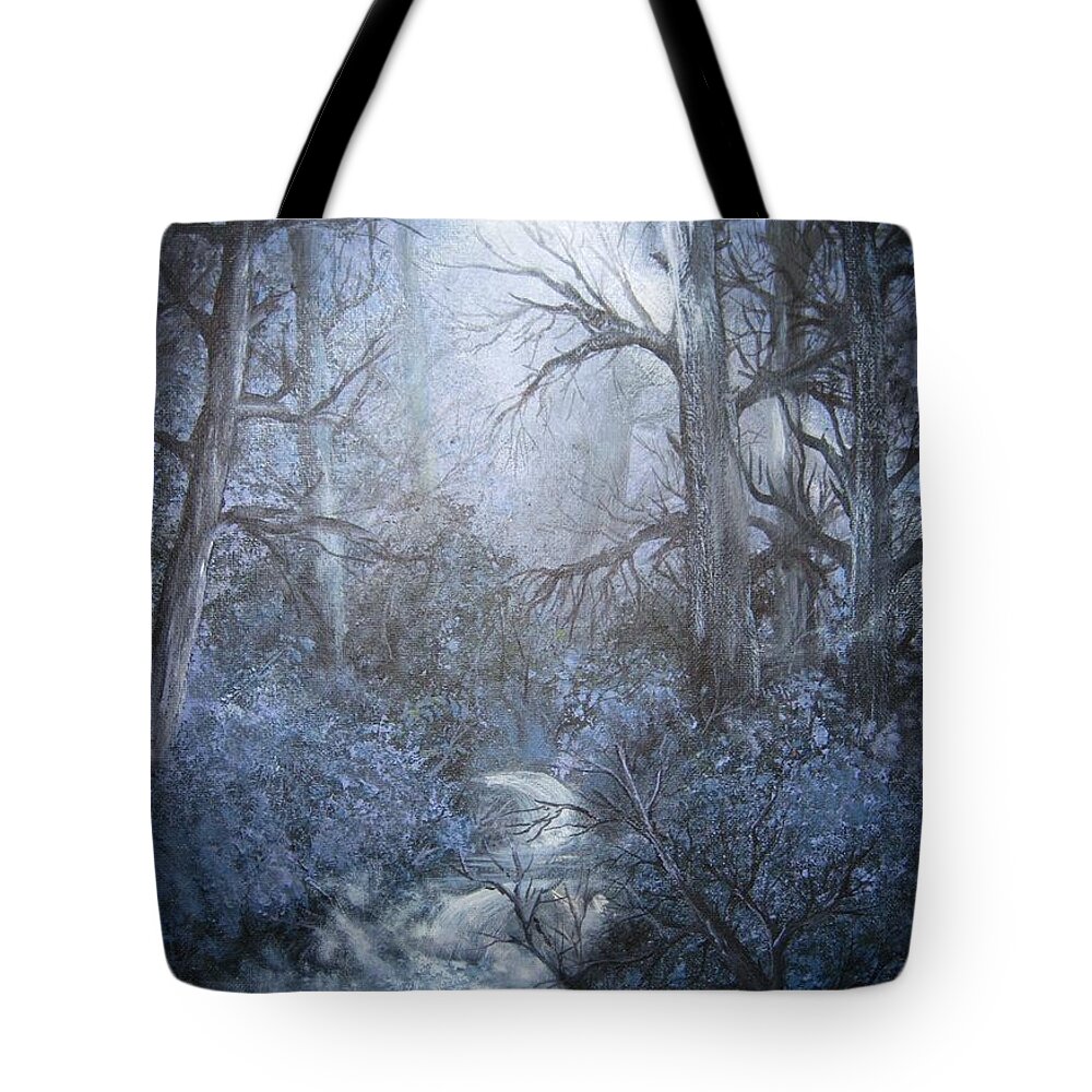 Landscape Tote Bag featuring the painting Mystery by Megan Walsh