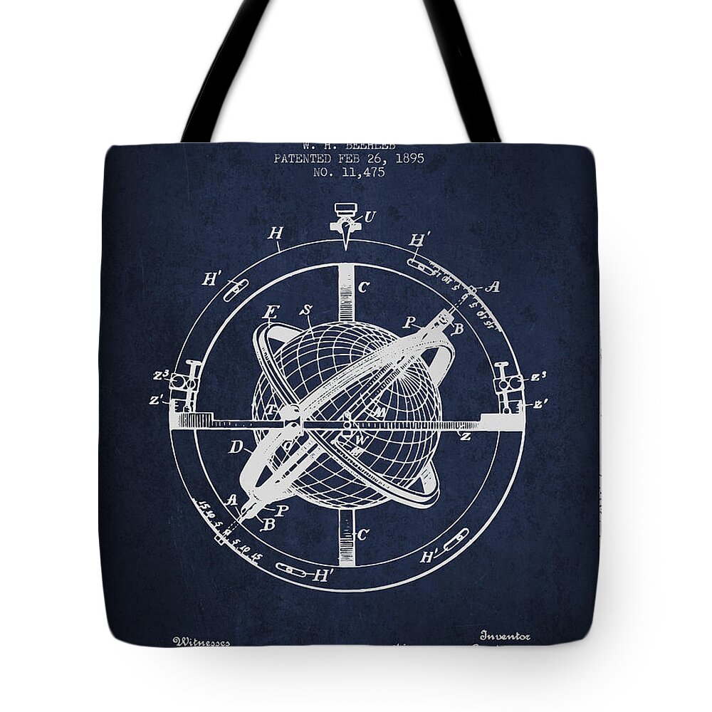 Compass Tote Bag featuring the digital art Nautical Observation Apparatus Patent From 1895 - Green #2 by Aged Pixel