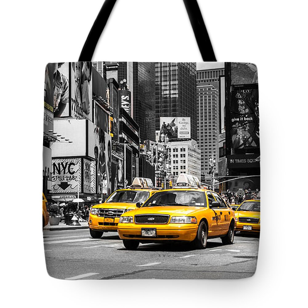 Nyc Tote Bag featuring the photograph NYC Yellow Cabs - ck by Hannes Cmarits
