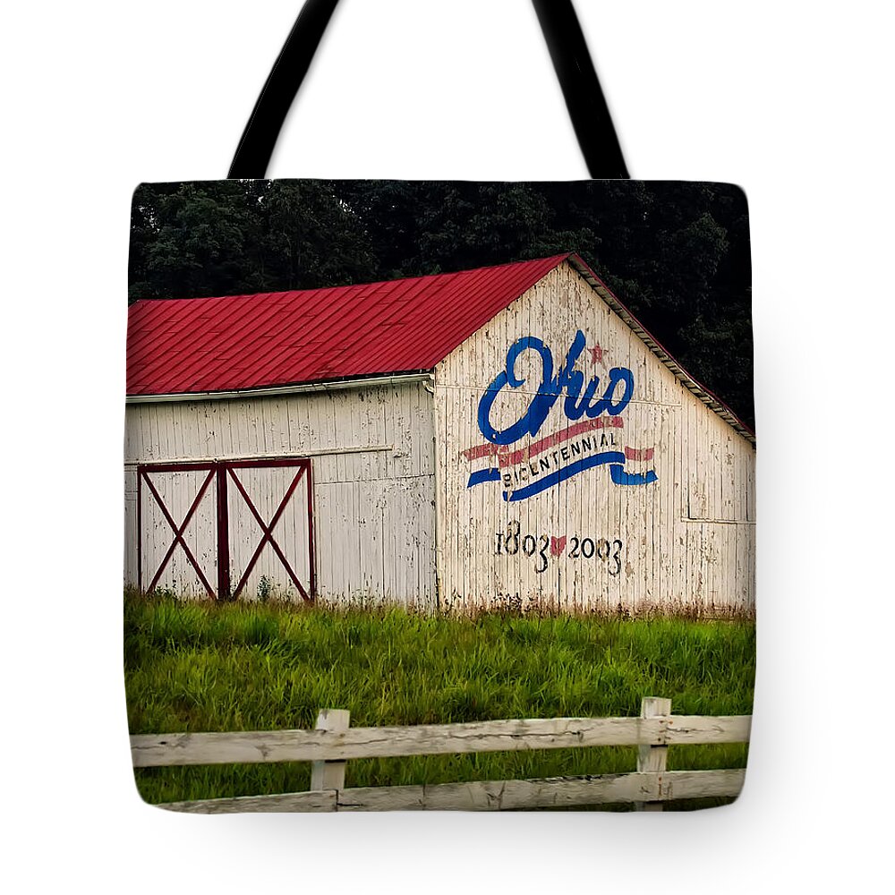 State Of Ohio Tote Bag featuring the photograph Ohio Bicentennial Barn by Flees Photos