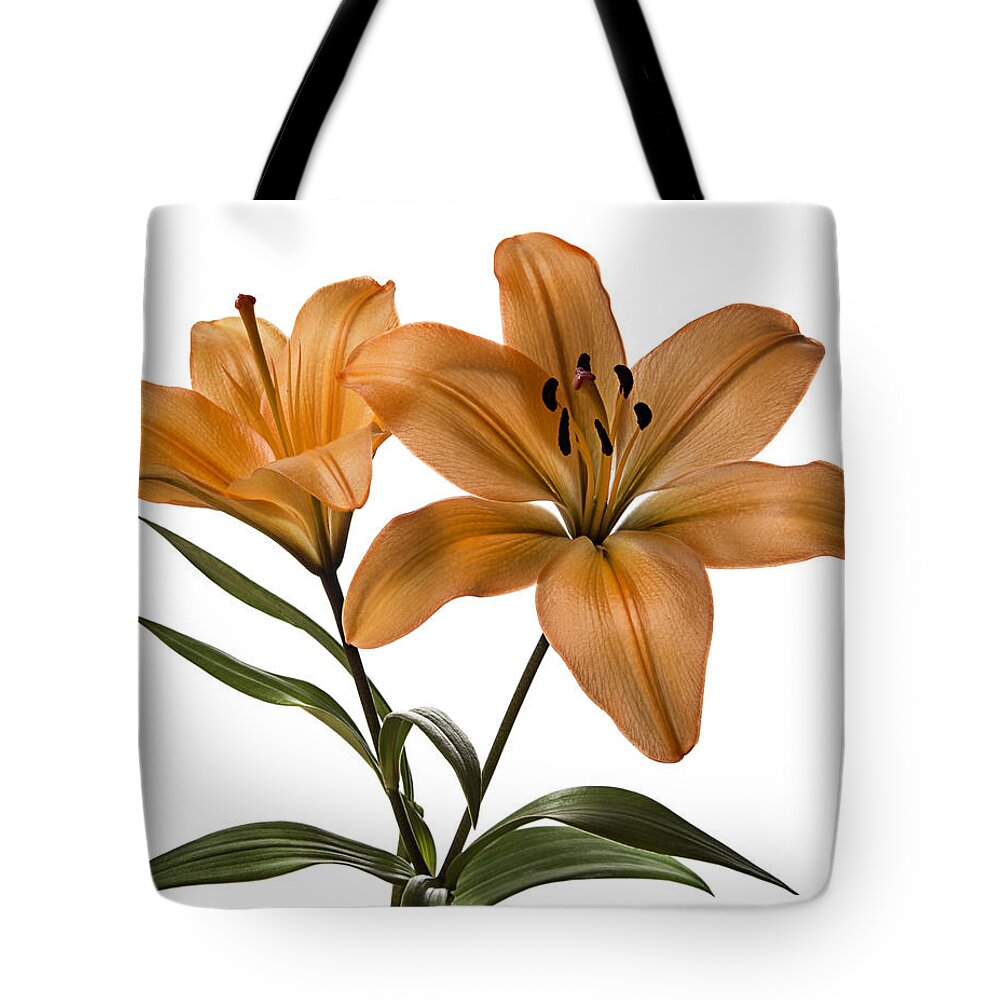 Flower Tote Bag featuring the photograph Orange Asiatic Lilies by Endre Balogh