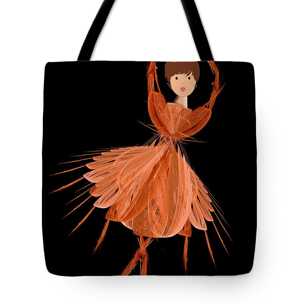 Ballerina Tote Bag featuring the digital art 1 Orange Ballerina by Andee Design