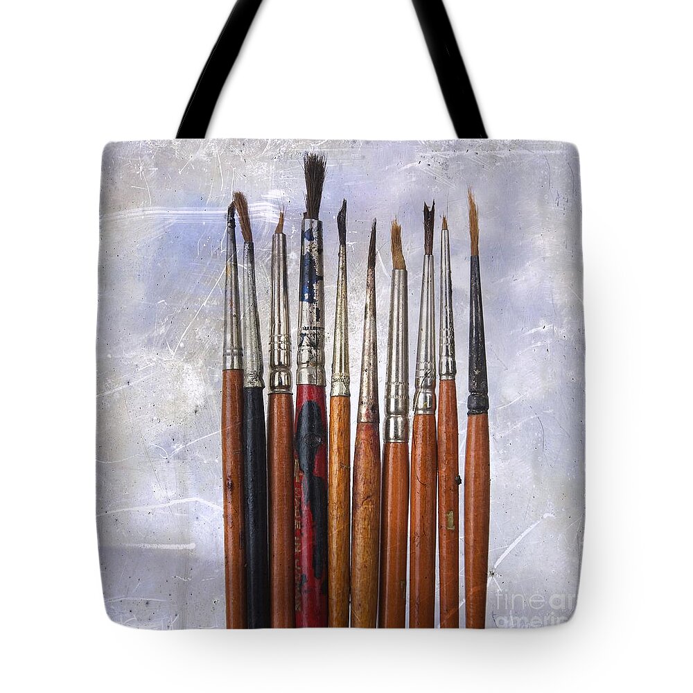 Studio Shot Tote Bag featuring the photograph Paintbrushes #1 by Bernard Jaubert