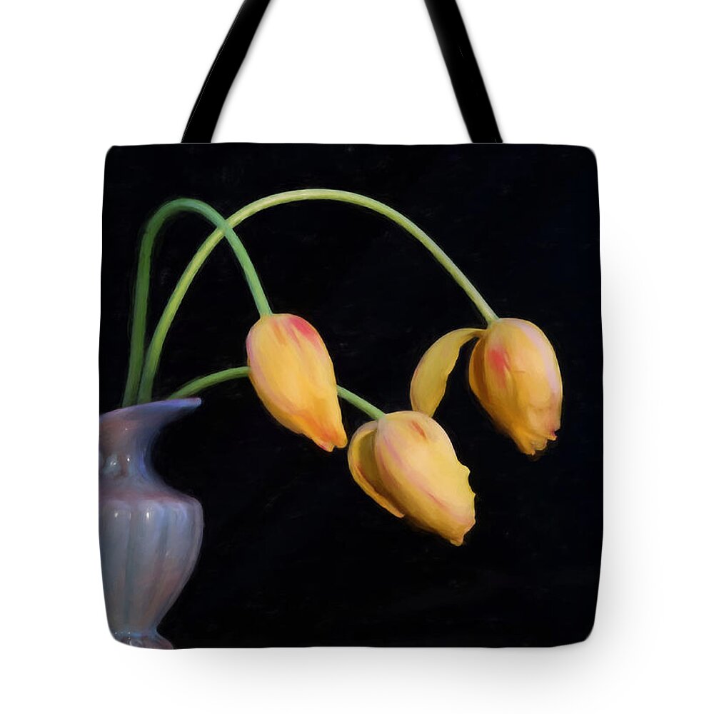 Flower Artwork Tote Bag featuring the photograph Painted Tulips by Mary Buck