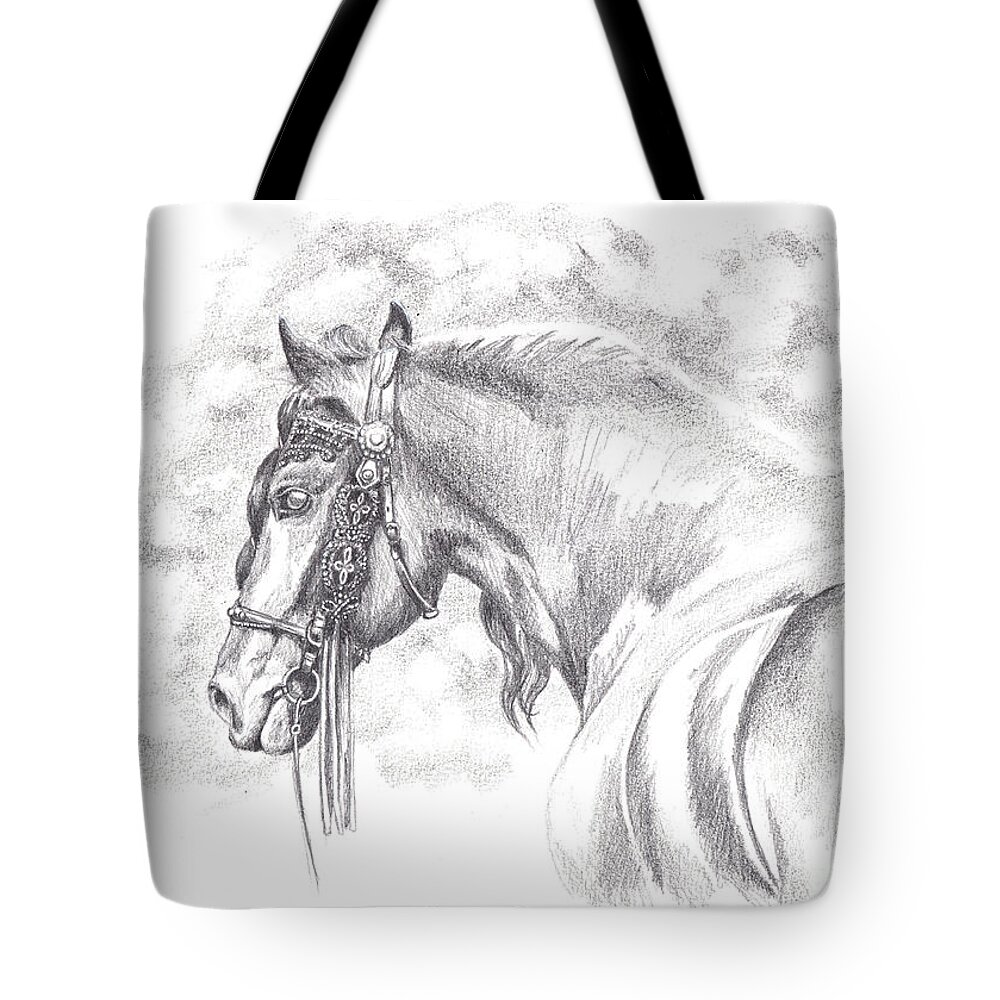 Traditional Tote Bag featuring the drawing Patience #2 by Kate Black