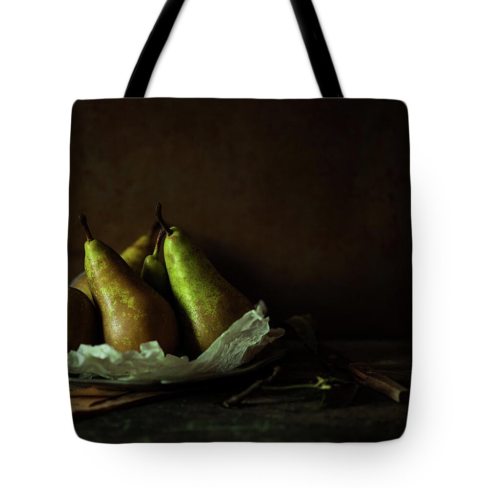 Healthy Eating Tote Bag featuring the photograph Pears #1 by Feryersan