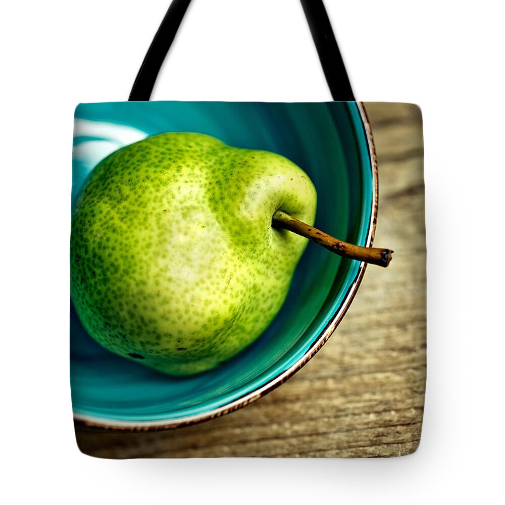 Pear; Pears; Fruit; Ripe; Juicy; Fruits; Group; Many; Row; Heap; Whole; Stoneware; Bowl; Blue Tote Bag featuring the photograph Pears by Nailia Schwarz