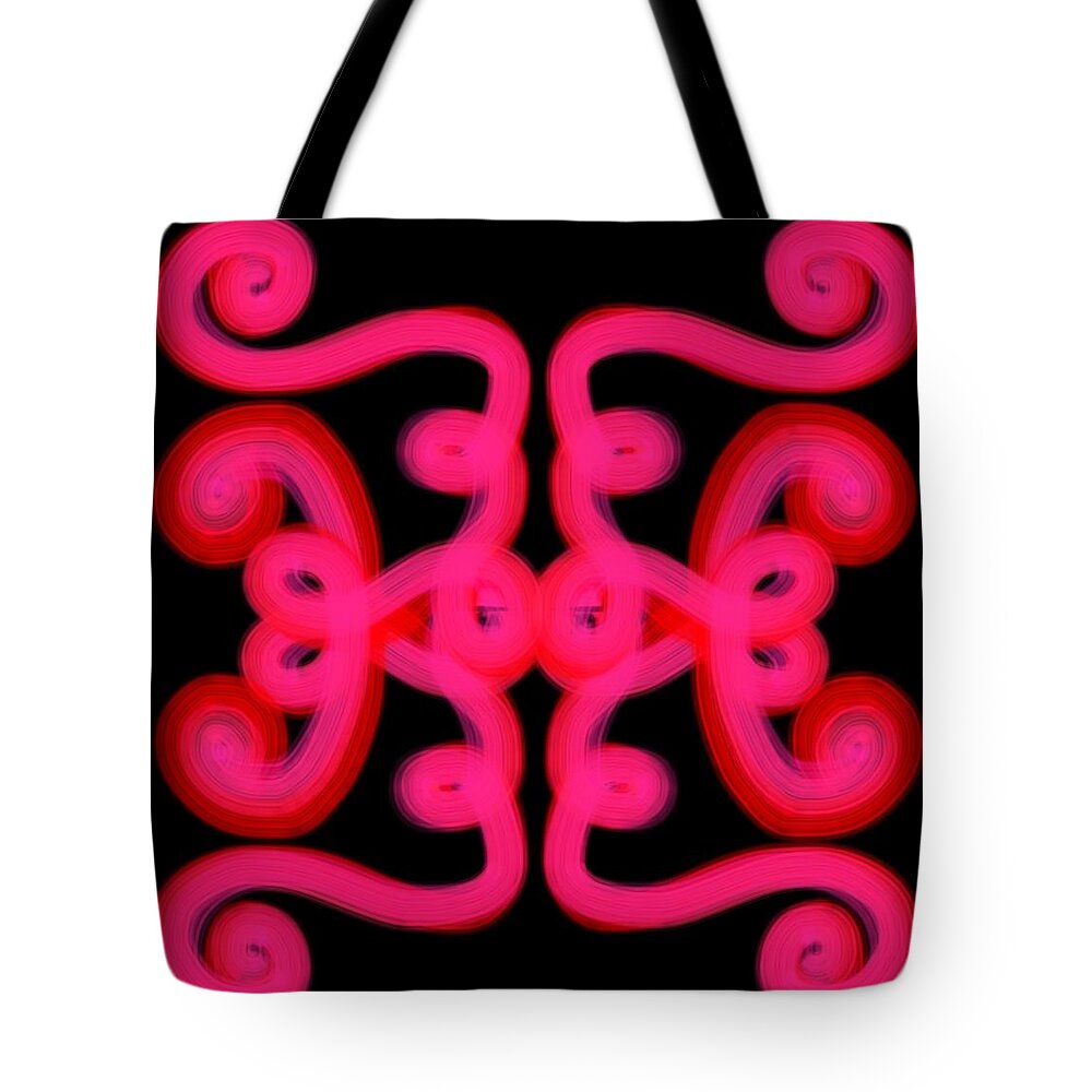 Graphic Tote Bag featuring the digital art Pink Scroll #1 by Christine Fournier