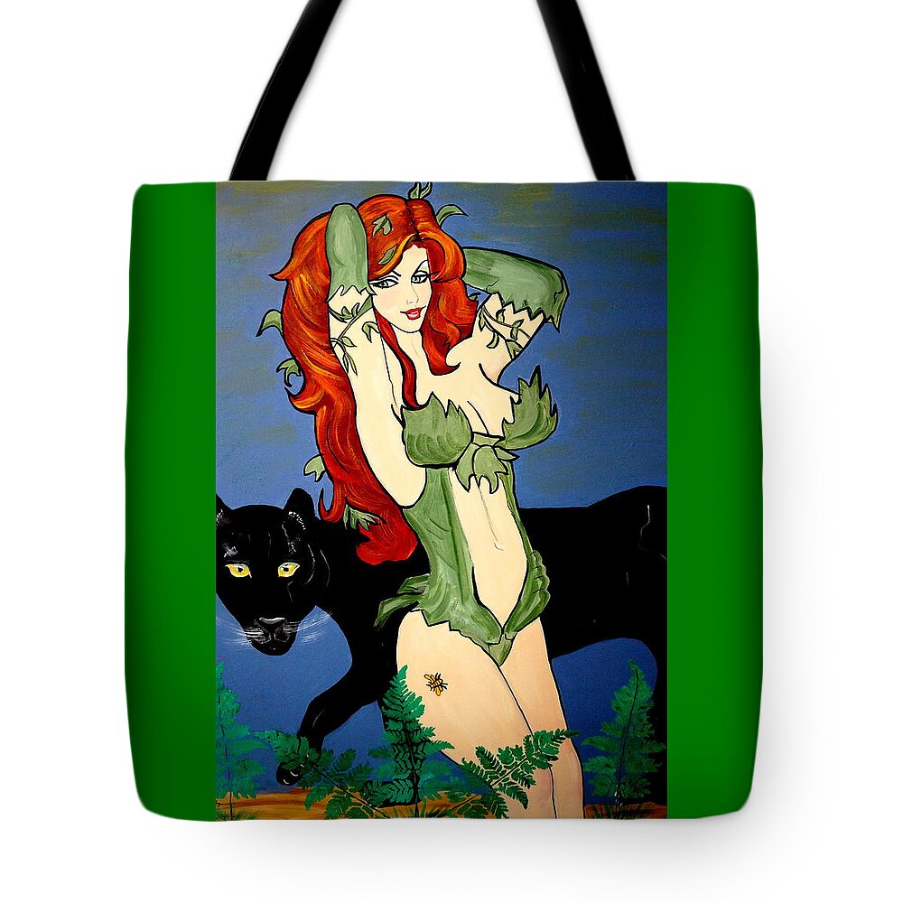 Poison Ivy Tote Bag featuring the painting Poison Ivy Cartoon by Nora Shepley