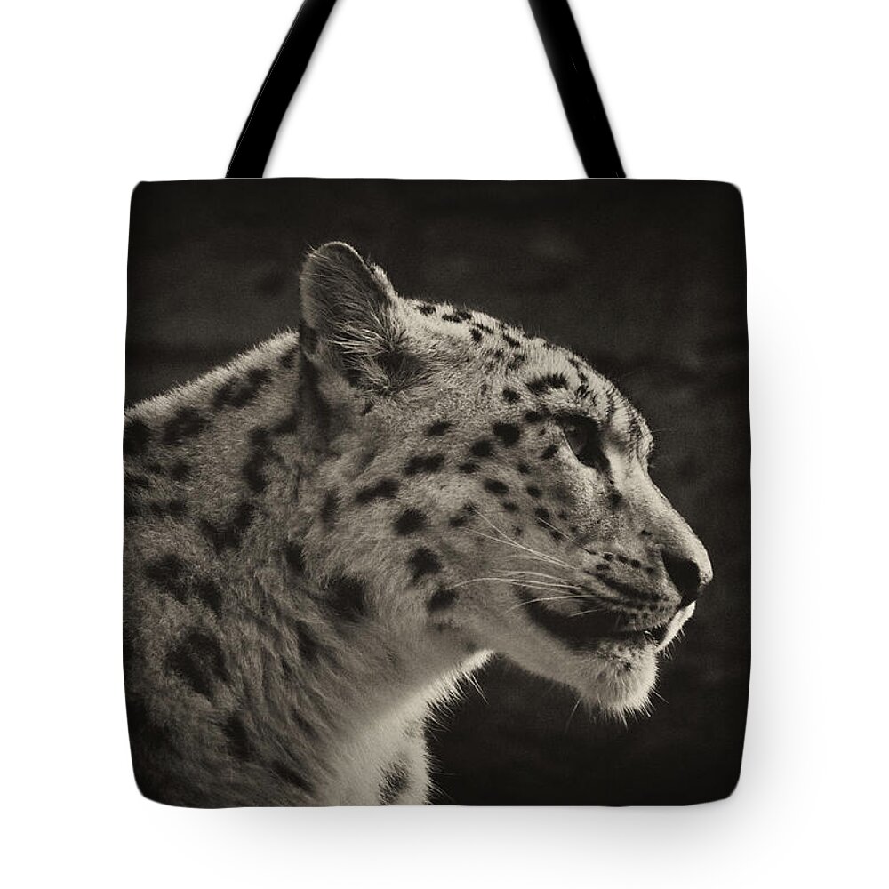 Marwell Tote Bag featuring the photograph Profile of a Snow Leopard #1 by Chris Boulton