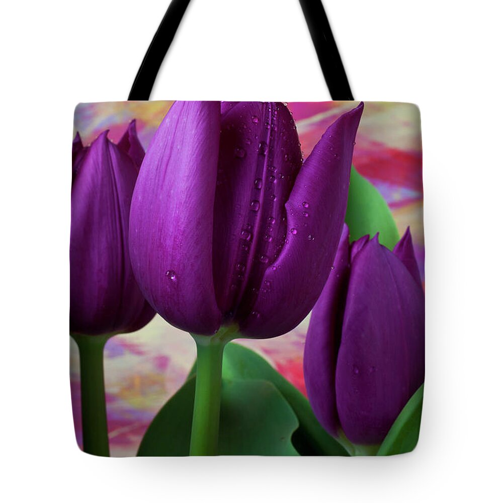 Purple Tote Bag featuring the photograph Purple Tulips #1 by Garry Gay