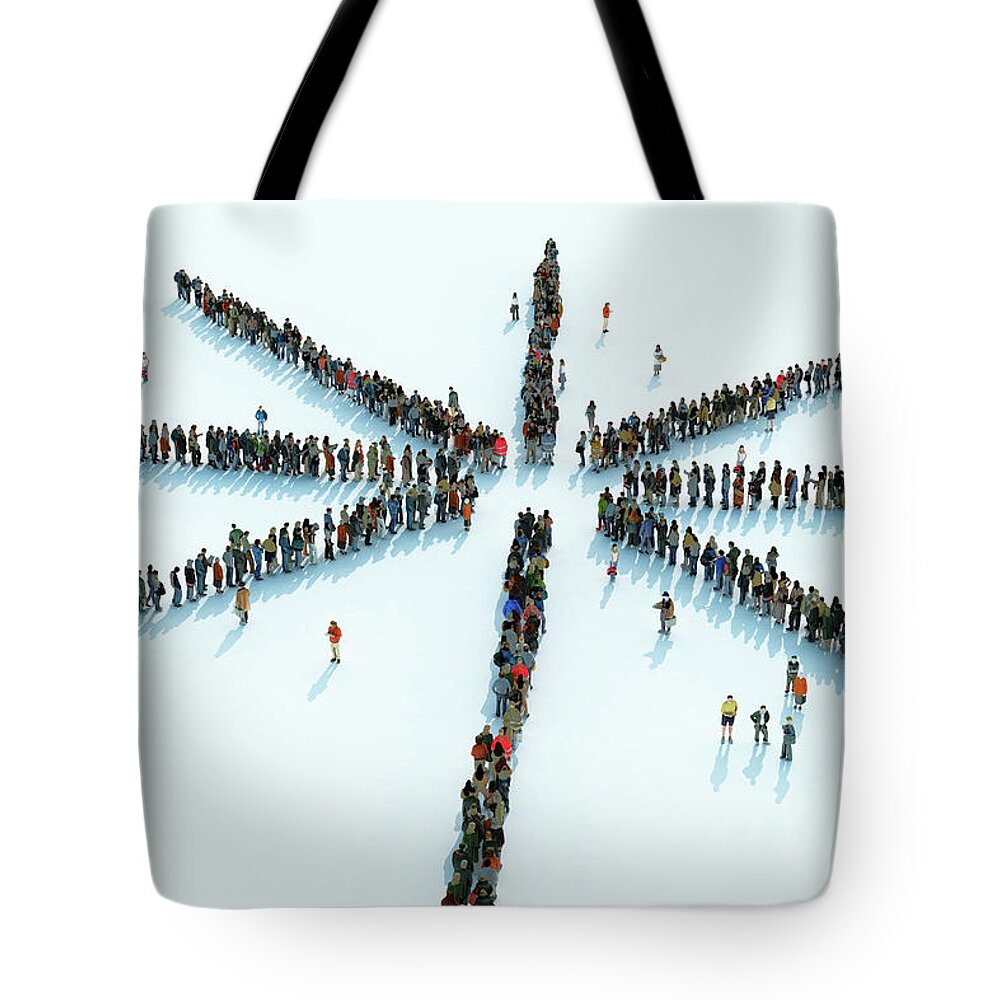 Adult Tote Bag featuring the photograph Queues Of People Waiting In Lines #1 by Ikon Ikon Images