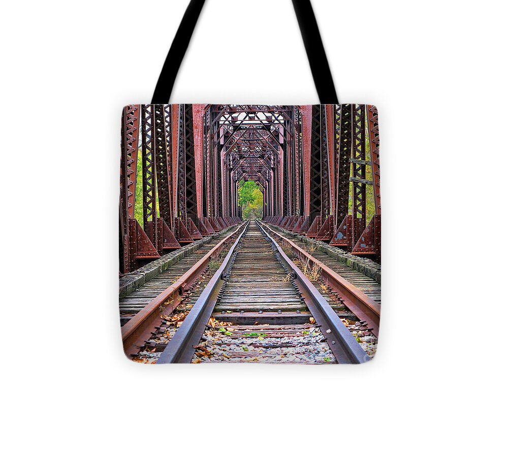 Railroad Bridge Tote Bag featuring the photograph Railroad Bridge #1 by Jack Schultz