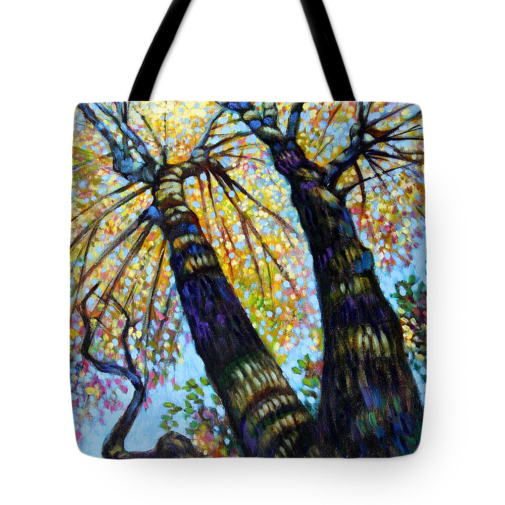 Fall Tote Bag featuring the painting Reaching for the Light #2 by John Lautermilch