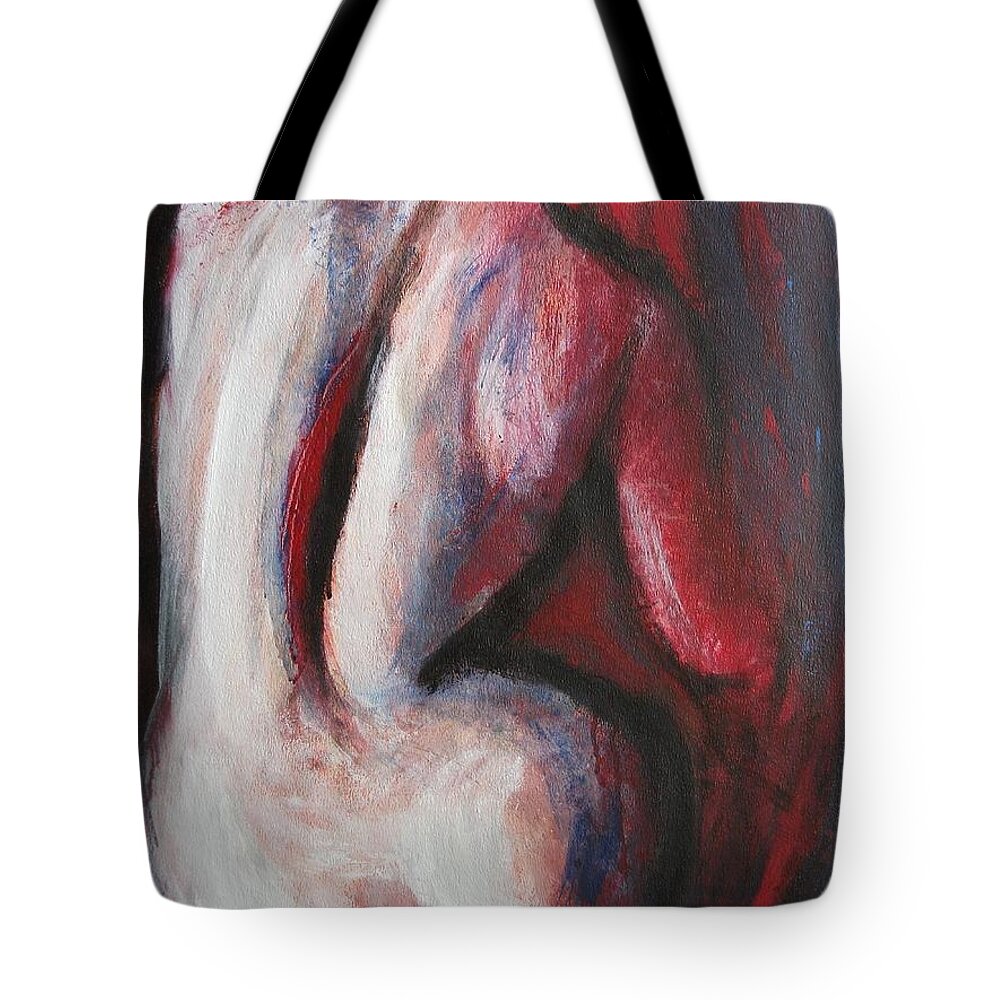 Nude Tote Bag featuring the painting Red Hair by Carmen Tyrrell