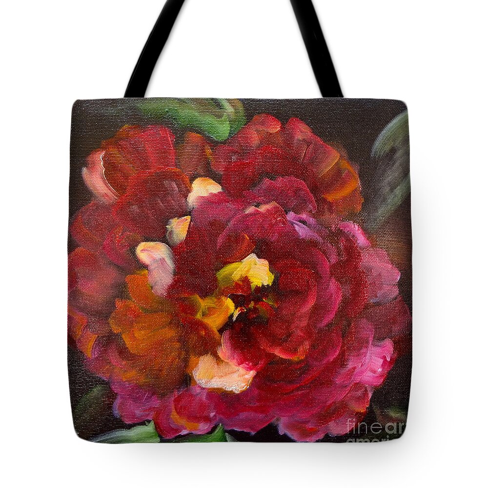 Botanical Tote Bag featuring the painting Red Peony #3 by Jenny Lee