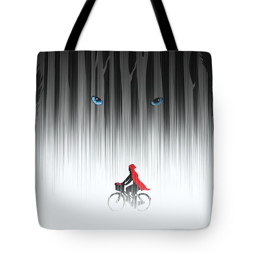 Bicycle Tote Bag featuring the painting Red Riding Hood by Sassan Filsoof