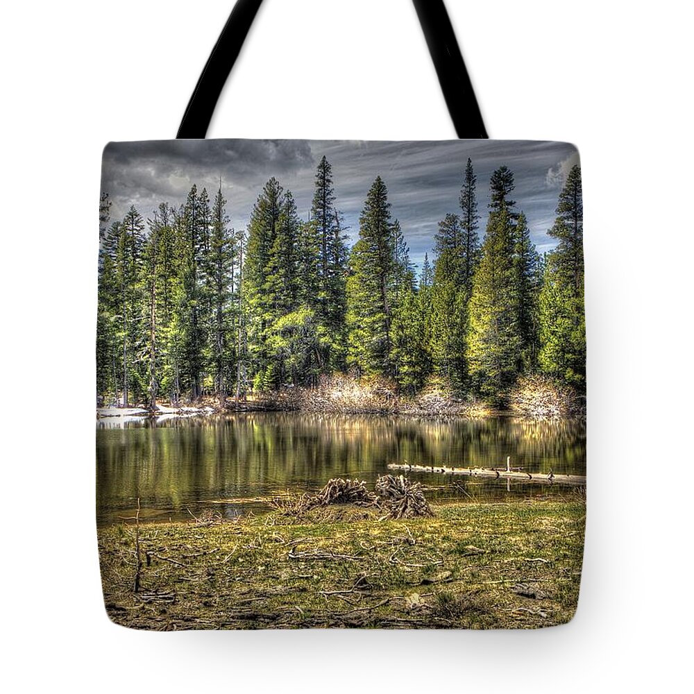 Amador Tote Bag featuring the photograph reflecting pond 3 at Carson Spur by SC Heffner