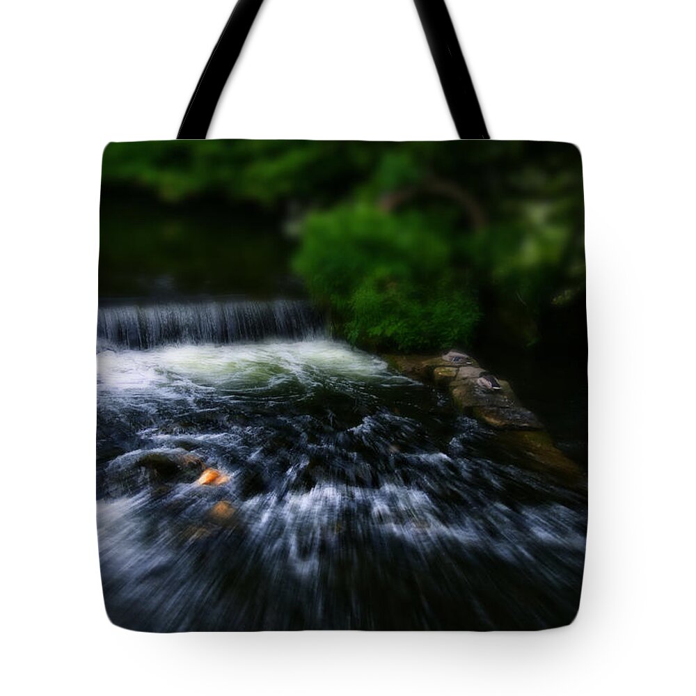Bakewell Tote Bag featuring the photograph River Wye Waterfall - In Bakewell Peak District - England by Doc Braham
