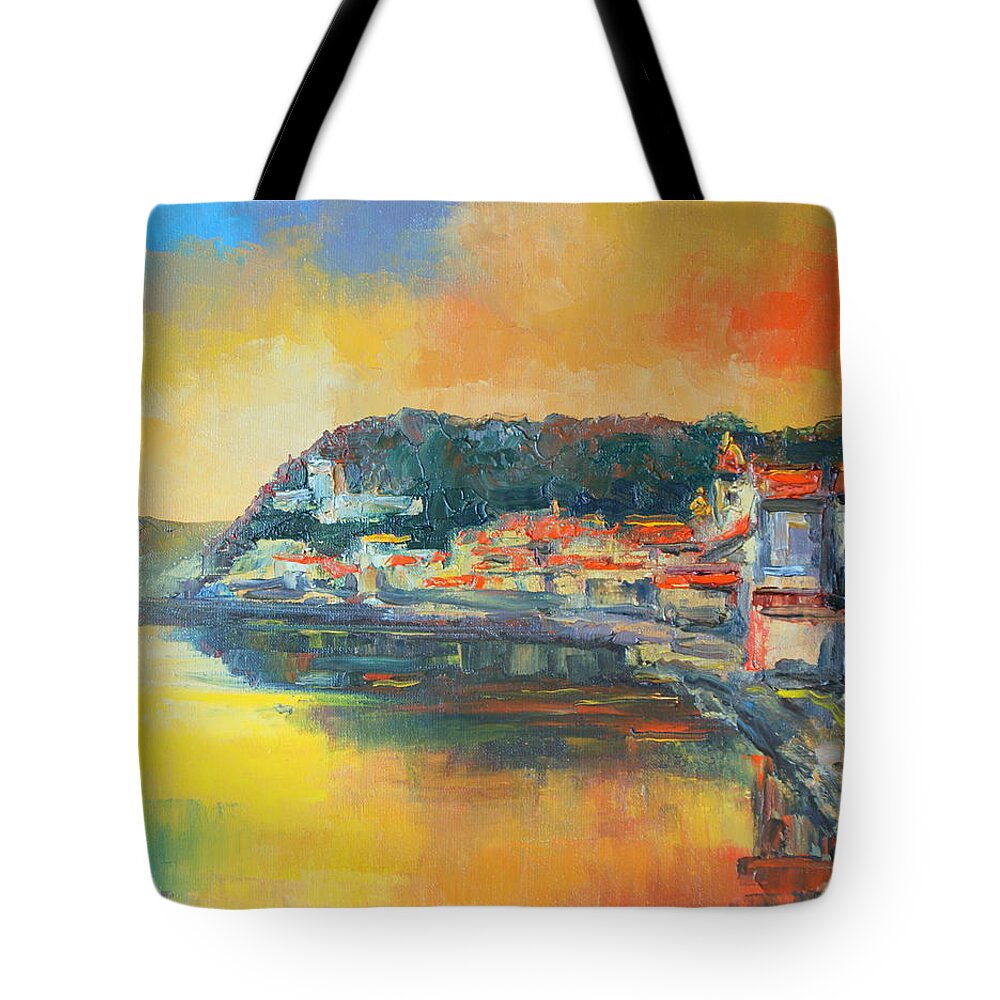 Riviera Tote Bag featuring the painting Riviera di Ponente #1 by Luke Karcz
