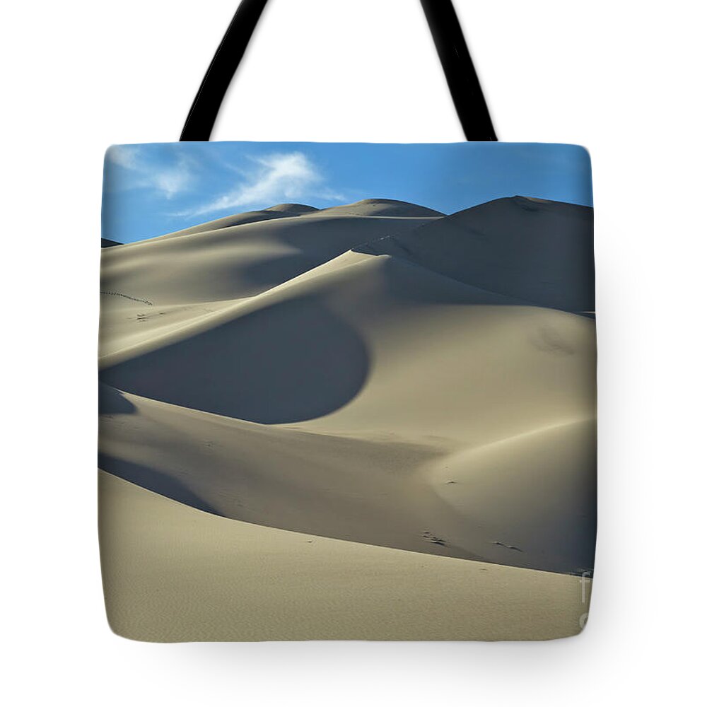 00559255 Tote Bag featuring the photograph Sand Dunes In Death Valley by Yva Momatiuk John Eastcott