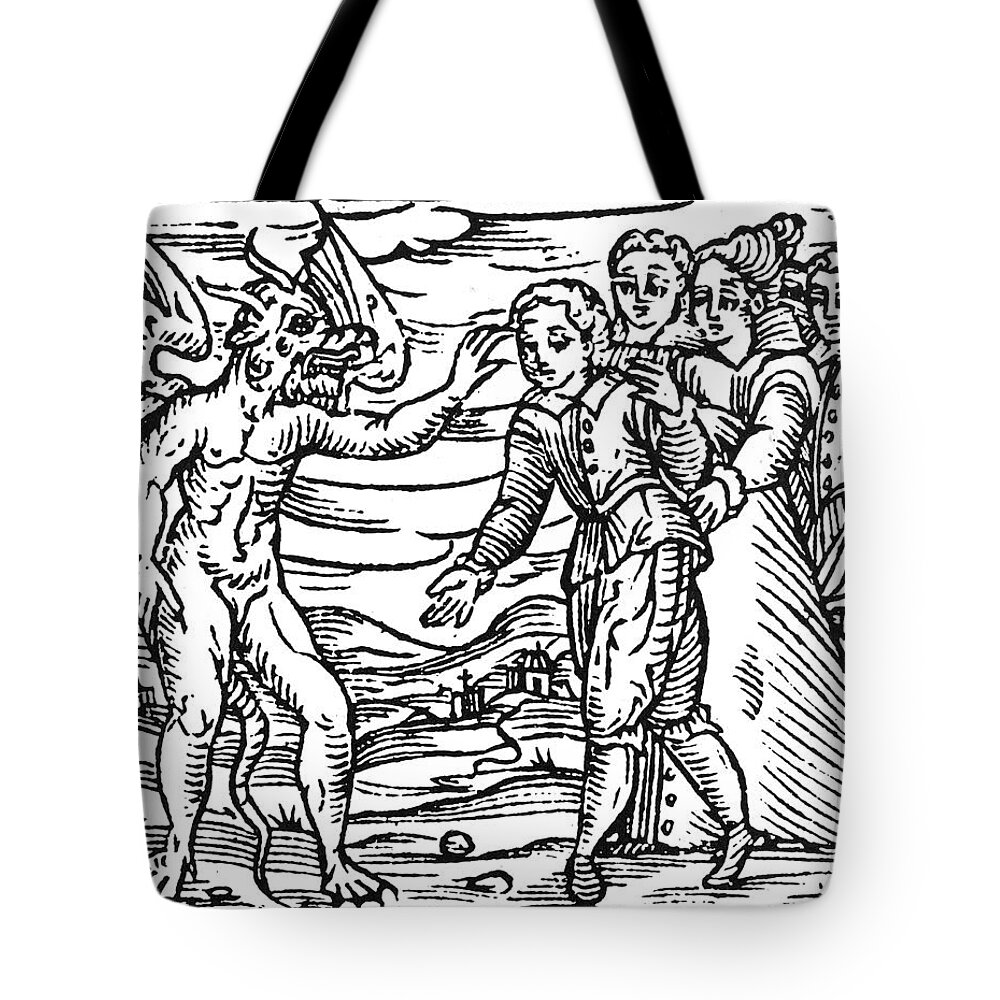 1626 Tote Bag featuring the painting Satan & Sorcerer, 1626 #1 by Granger