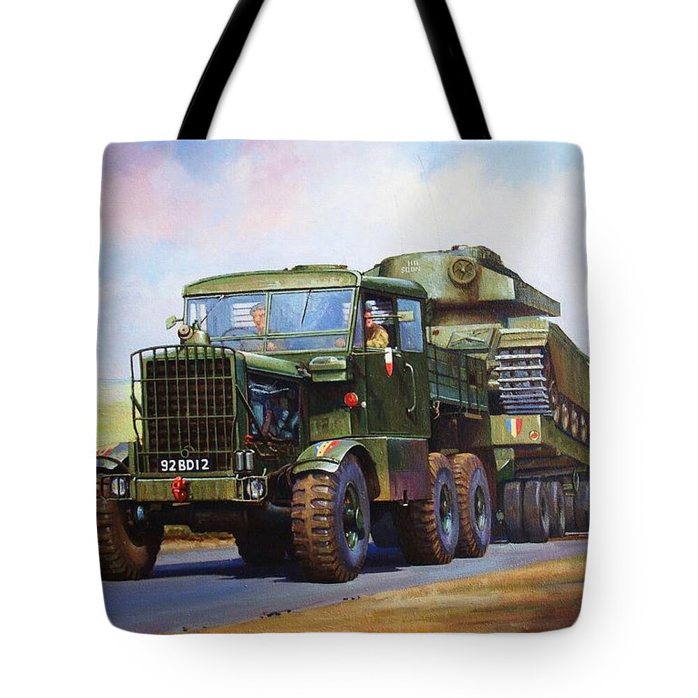 Lorry Tote Bag featuring the painting Scammell Explorer. by Mike Jeffries