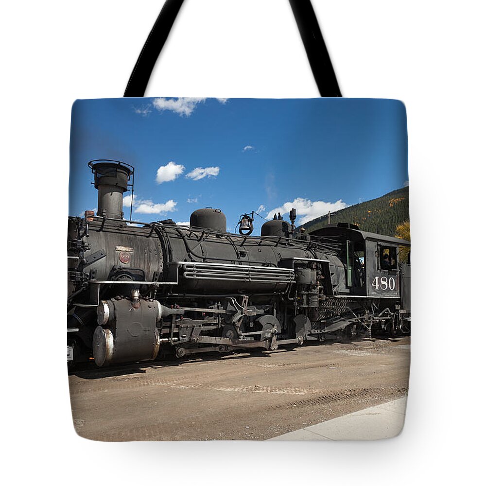 Afternoon Tote Bag featuring the photograph Silverton Station Engine 480 on the Durango and Silverton Narrow Gauge RR by Fred Stearns