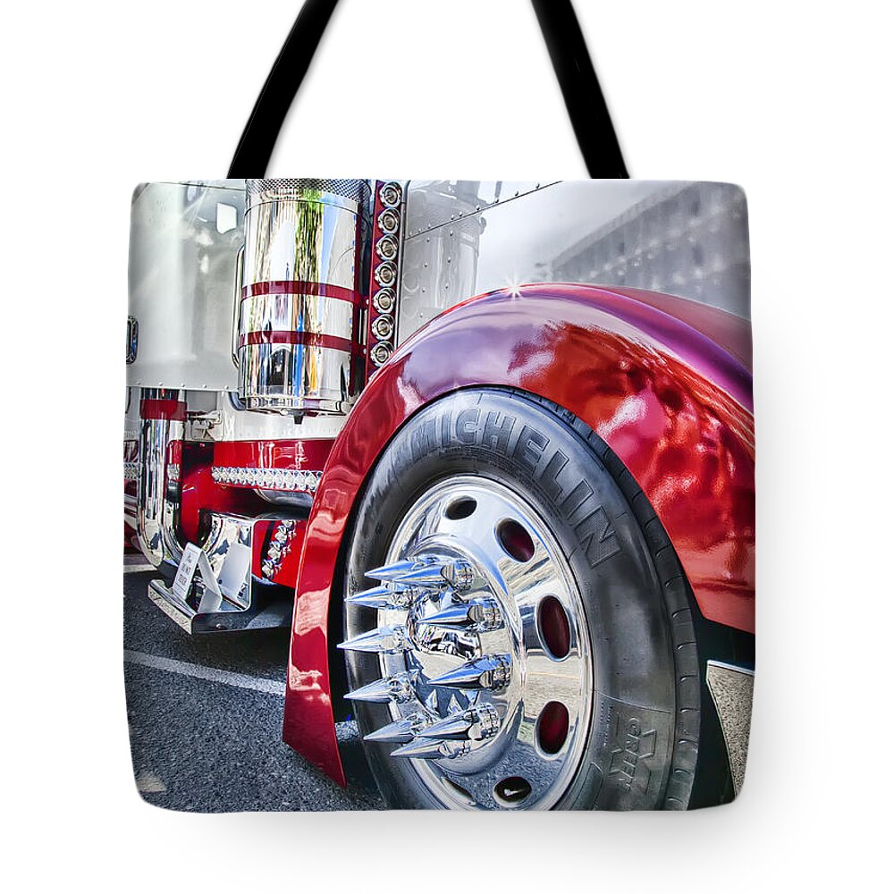 Peterbilt Tote Bag featuring the photograph Sinister Semi by Theresa Tahara