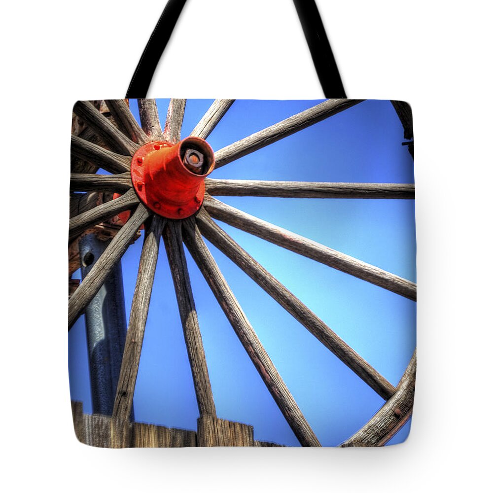 Spokes Tote Bag featuring the photograph Spokes 21893 #1 by Jerry Sodorff