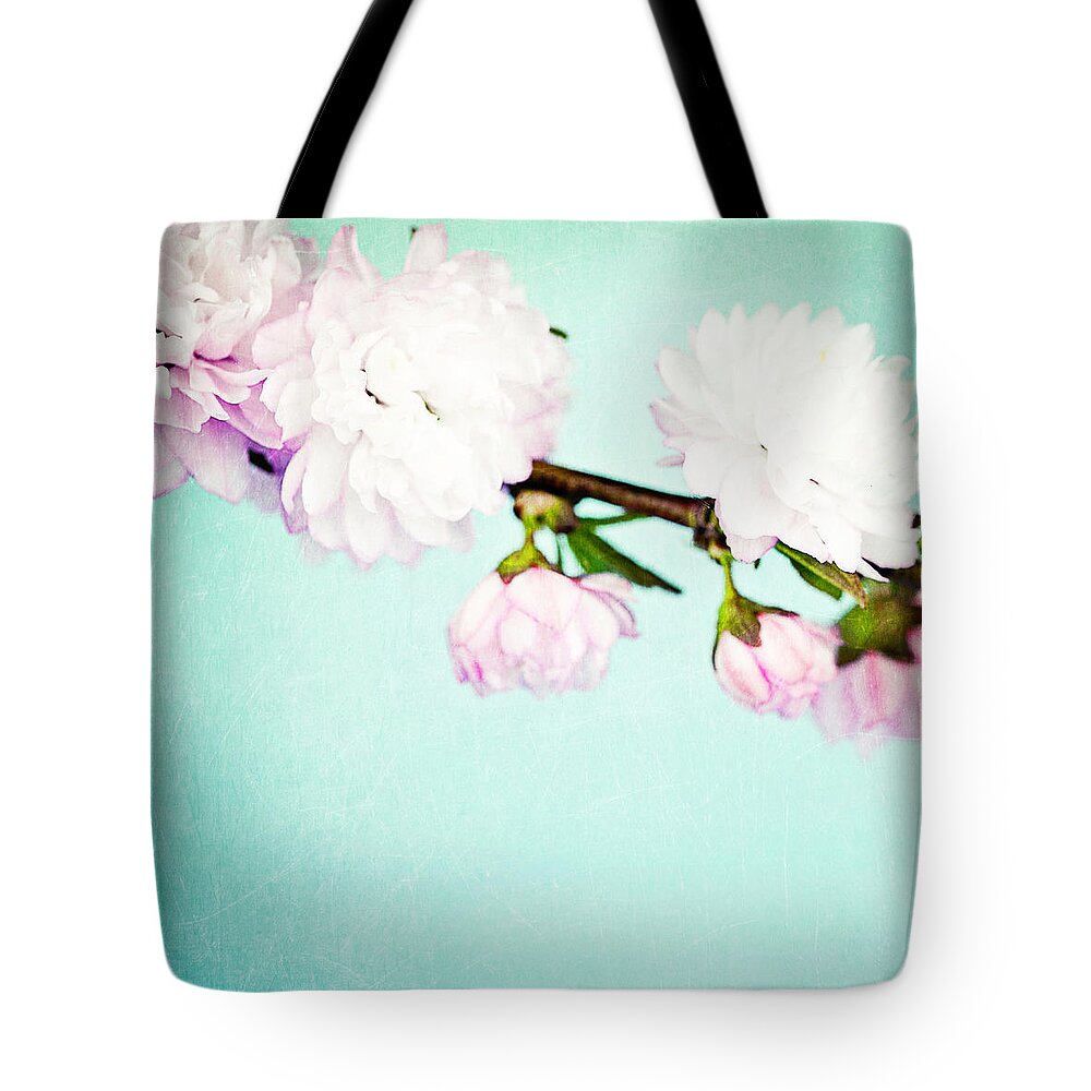 Sparse Tote Bag featuring the photograph Spring Cherry Blossom With Copy Space #1 by Catlane