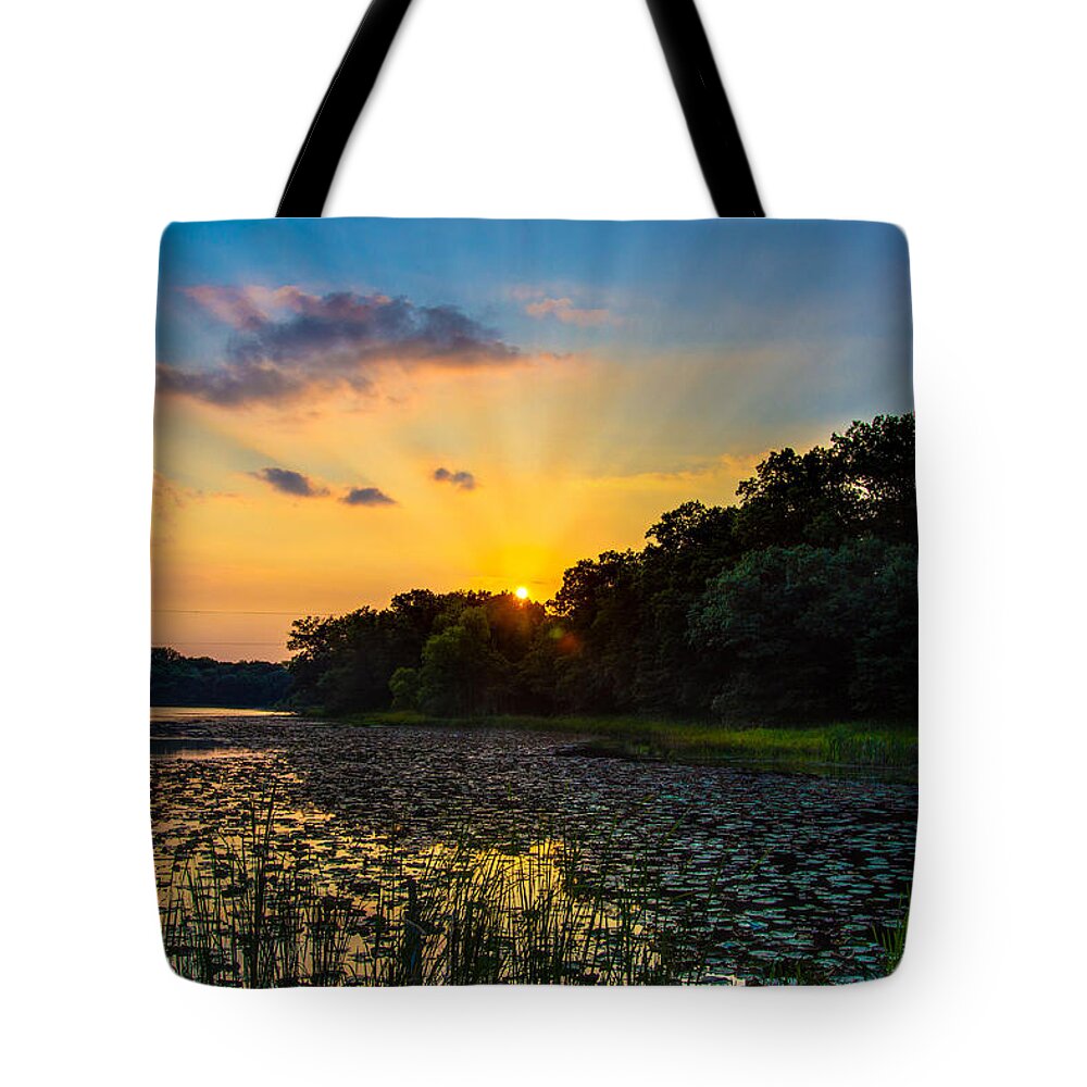 Grant Tote Bag featuring the photograph Sunset on Lake Masterman by Adam Mateo Fierro