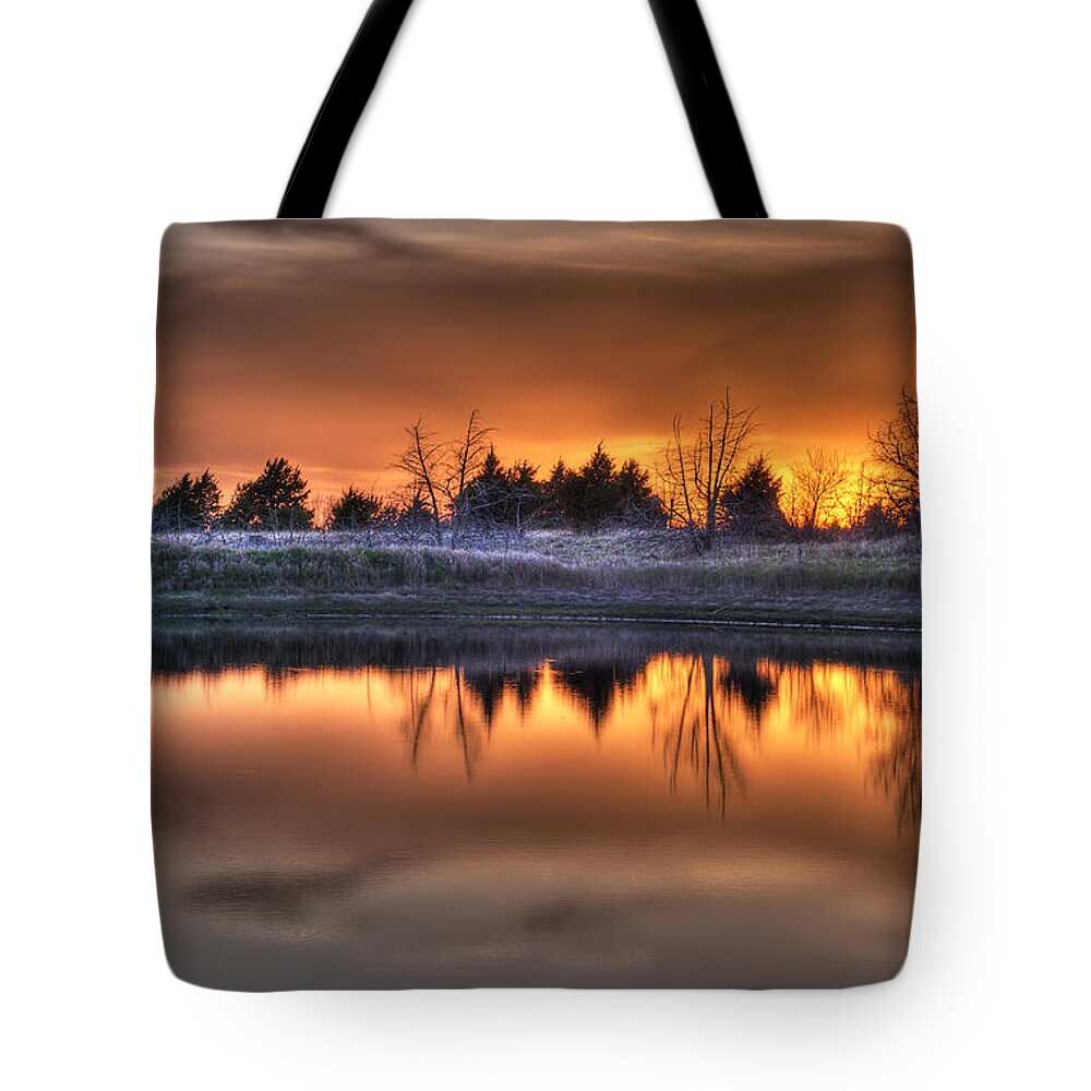 Sunset Tote Bag featuring the photograph Sunset over Bryzn #1 by Art Whitton