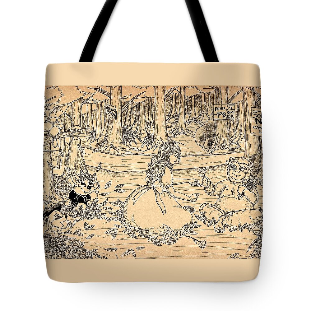 Wurtherington Tote Bag featuring the drawing Tammy and the Baby Hoargg #1 by Reynold Jay