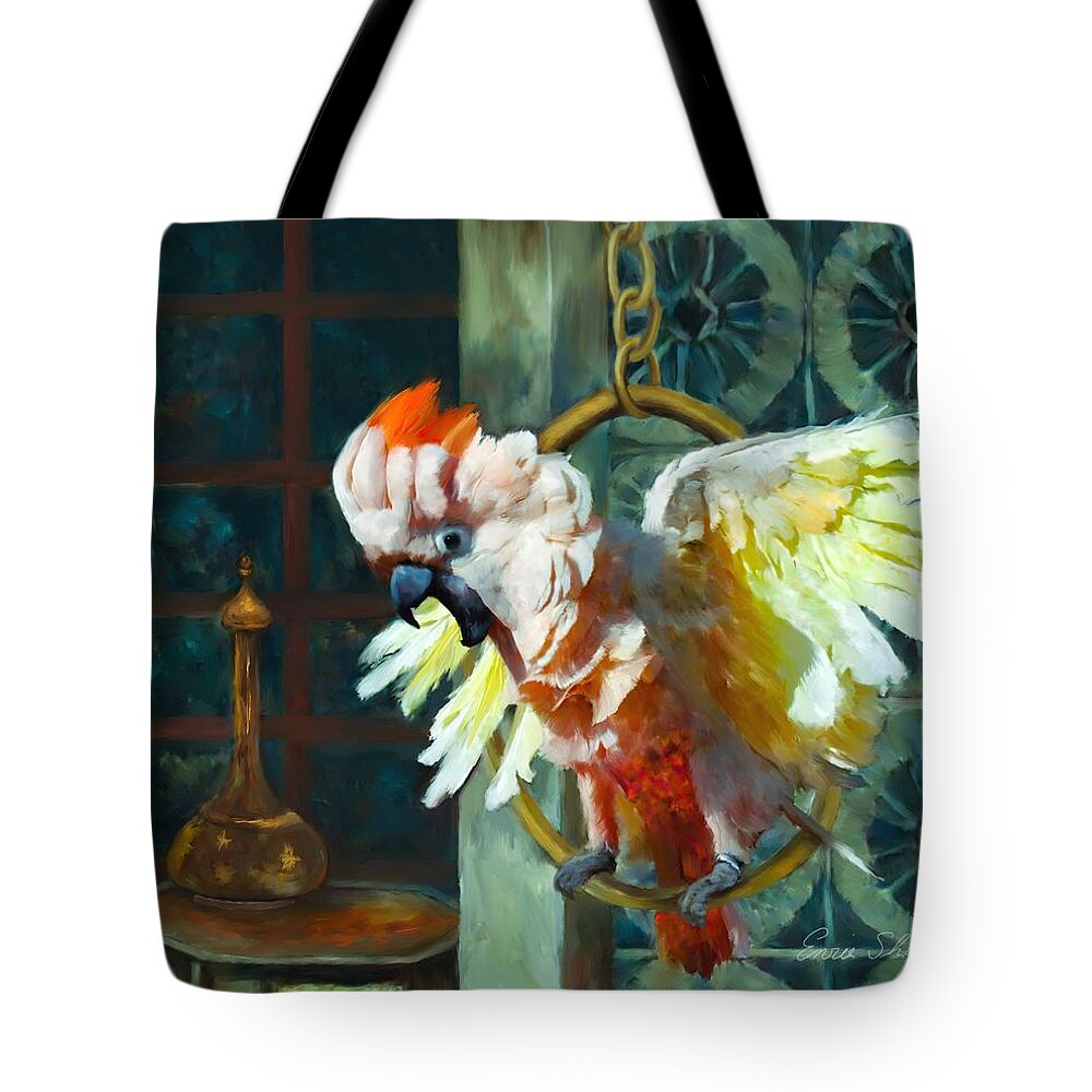 Cockatoo Tote Bag featuring the painting Tango the Moluccan Cockatoo by Portraits By NC