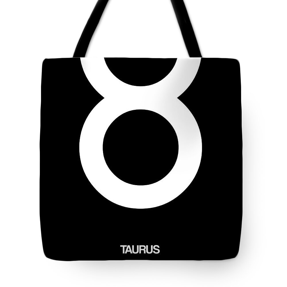 Taurus Tote Bag featuring the digital art Taurus Zodiac Sign White by Naxart Studio