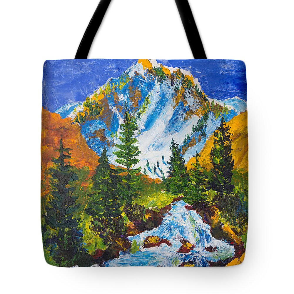 Mountains Tote Bag featuring the painting Taylor Canyon Runoff by Walt Brodis