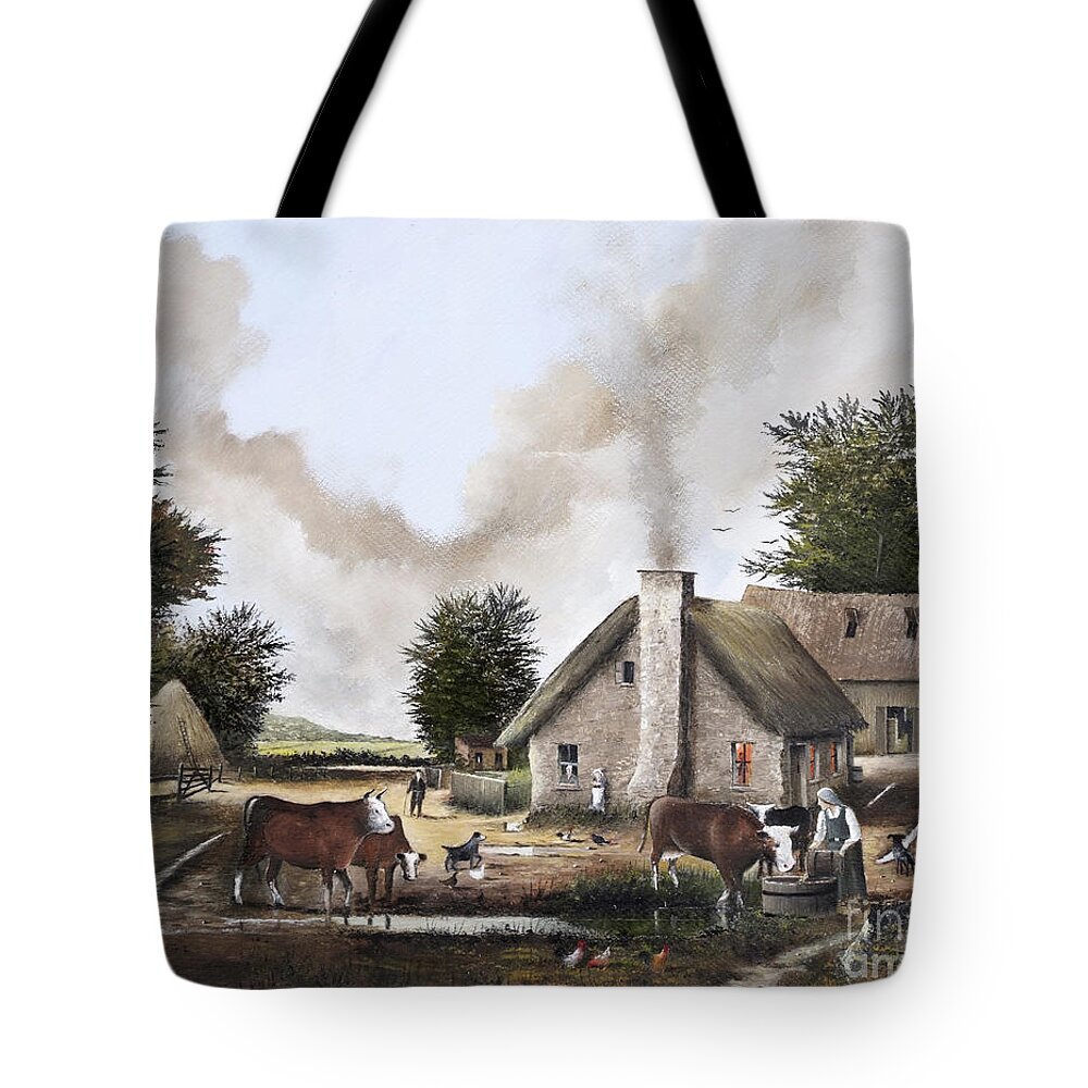 Countryside Tote Bag featuring the painting The Farmyard by Ken Wood