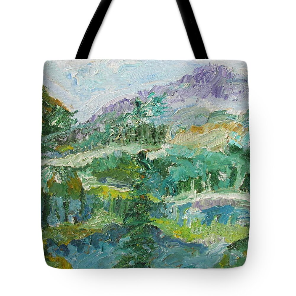 Landscape Tote Bag featuring the painting The Great Land #2 by Shea Holliman