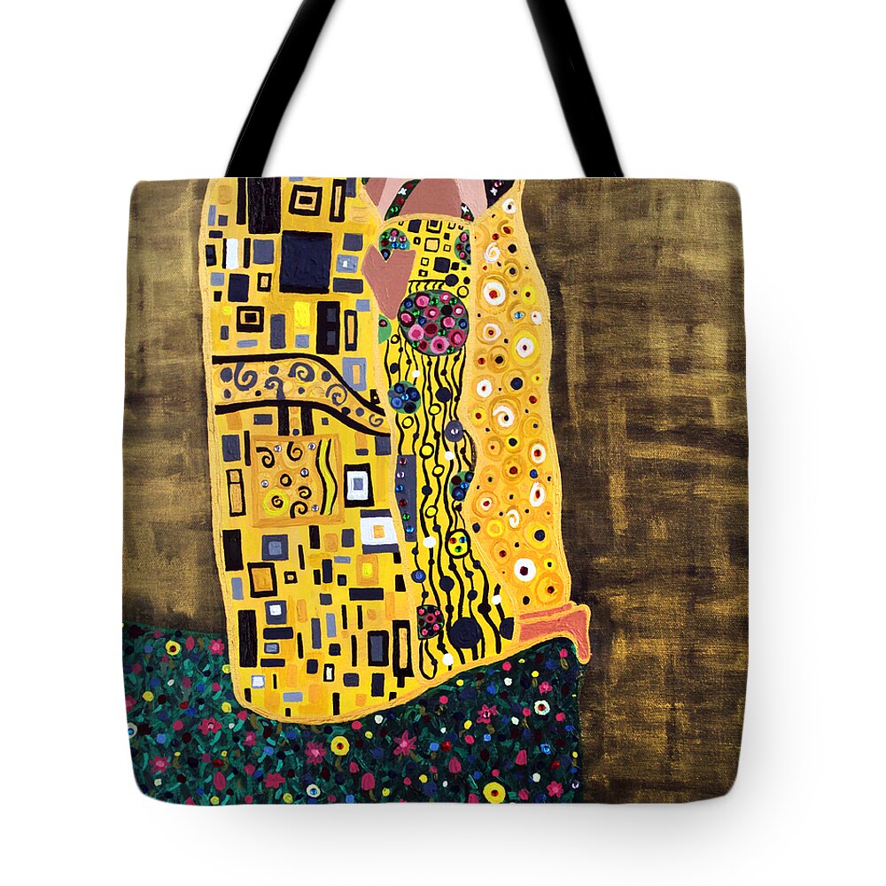 Romance Tote Bag featuring the painting The Kiss #1 by Angelina Tamez