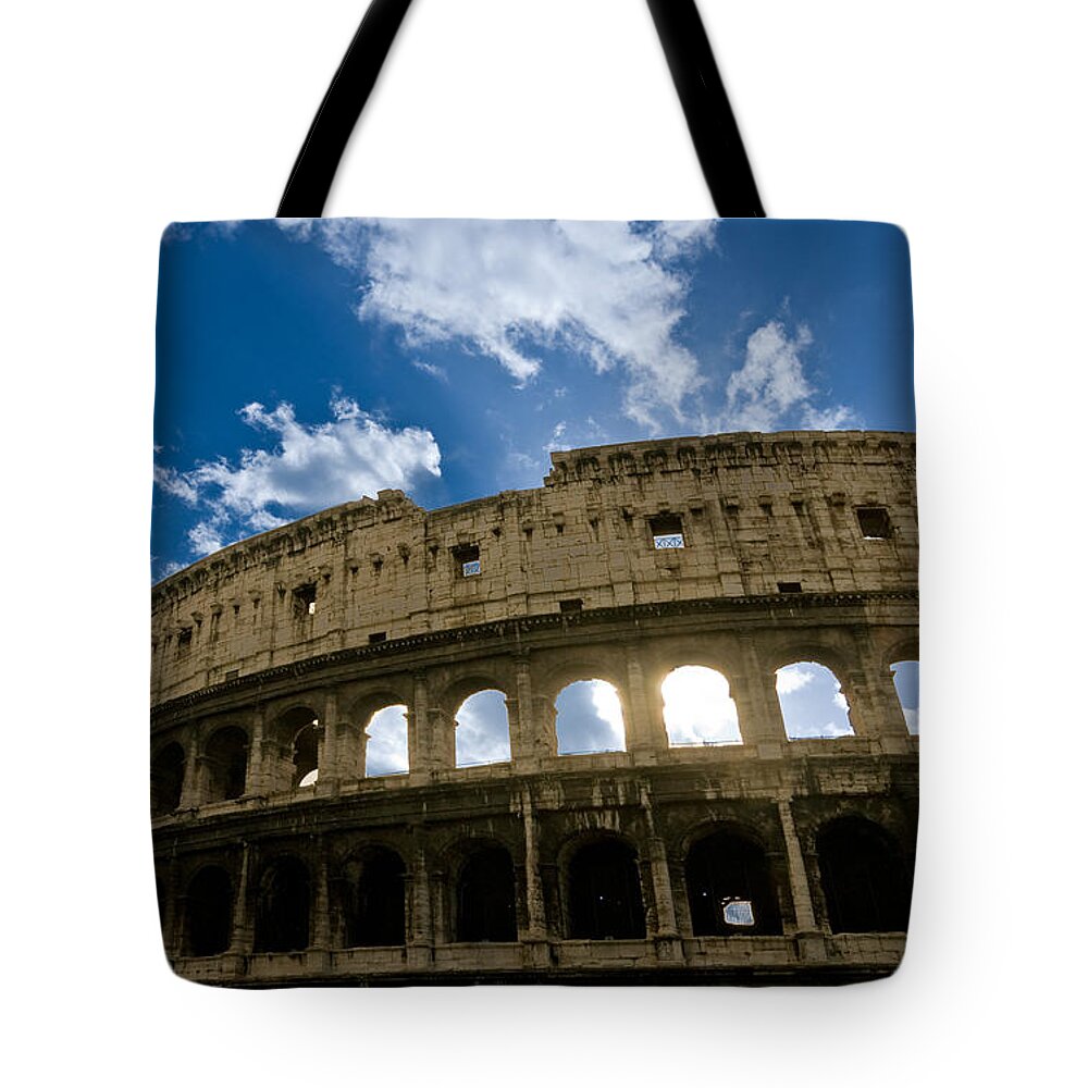 Column Tote Bag featuring the photograph The Majestic Coliseum - Rome #1 by Luciano Mortula