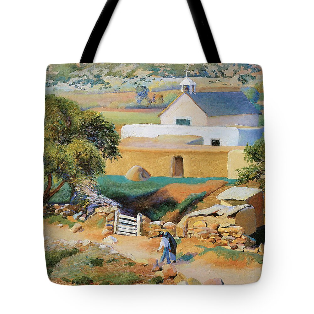 The Mission Churchkenneth Miller Adams Tote Bag featuring the photograph The Mission Church #1 by Kenneth Miller Adams
