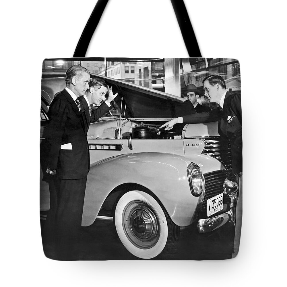 1035-161 Tote Bag featuring the photograph The Talking De Soto #1 by Underwood Archives
